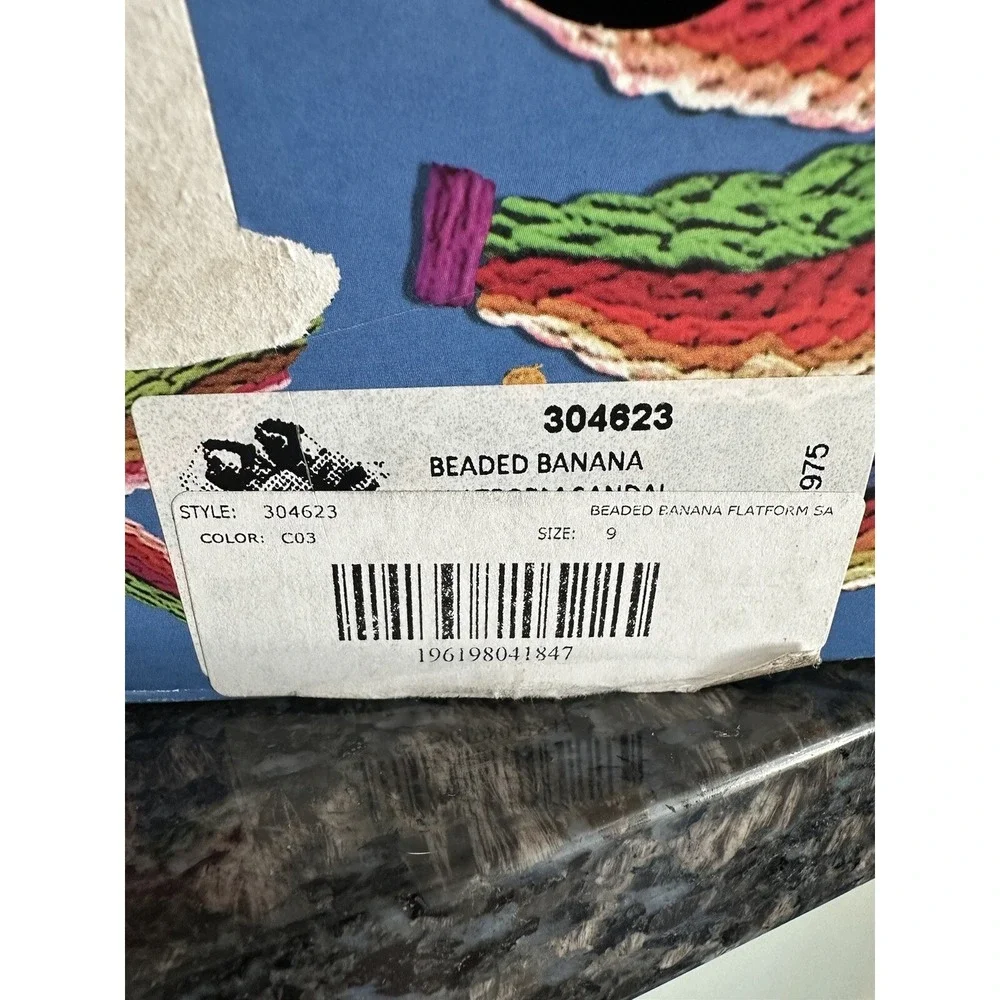 Farm Rio Beaded Banana Flatform Sandal.‎ NWB. Size 9 Women's. Platform Wrap Up - Picture 11 of 12